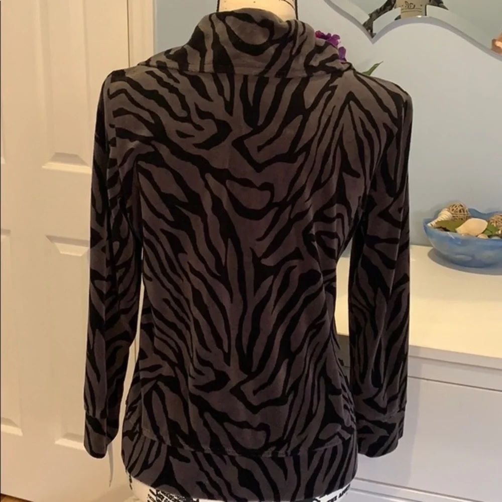 Style & Co Animal Print Velour Track Jacket - Picture 3 of 5